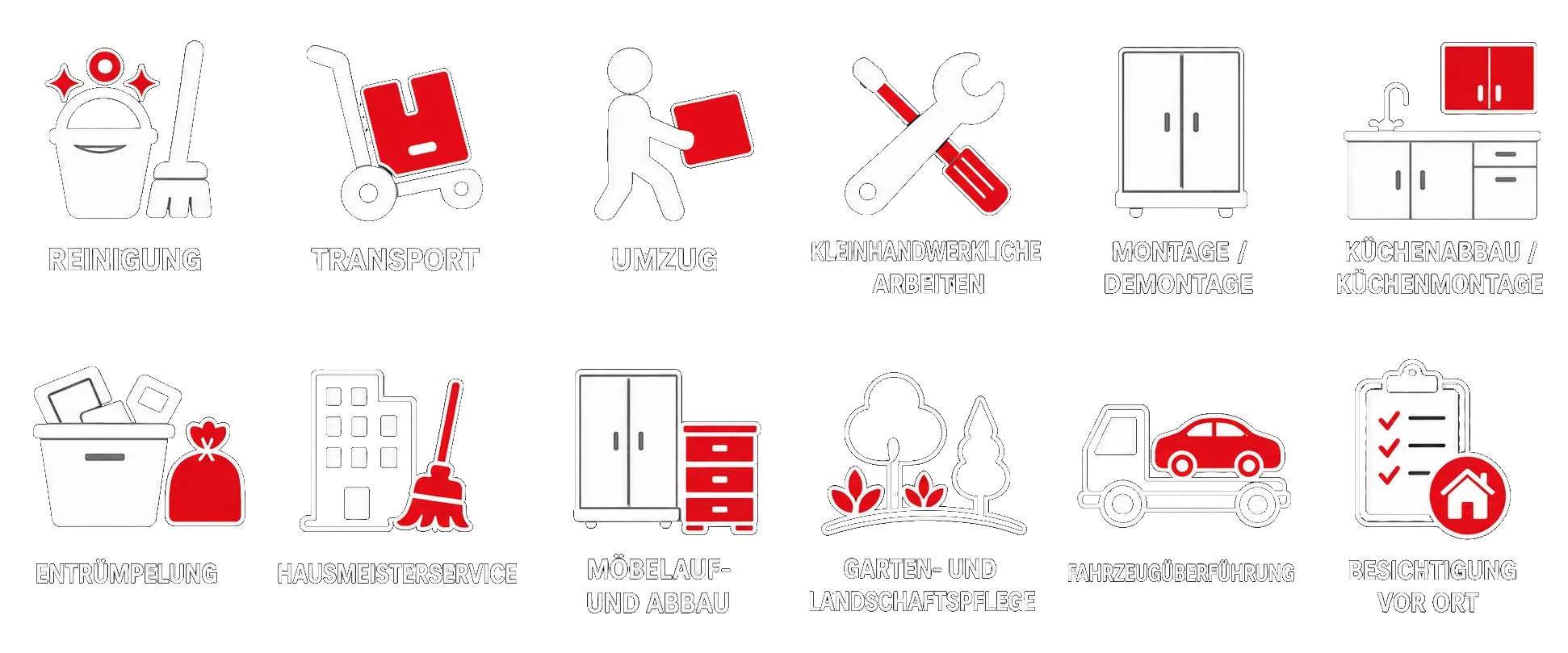Unsere Leistungen: Reinigung, Transport, Umzug, Kleinhandwerke, Montage/Demontage